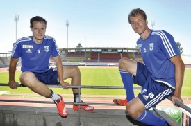 Xavier Margairaz (à g.) et Arnaud Bühler ont retrouvé un stade qu’ils connaissent bien. © Michel Duperrex